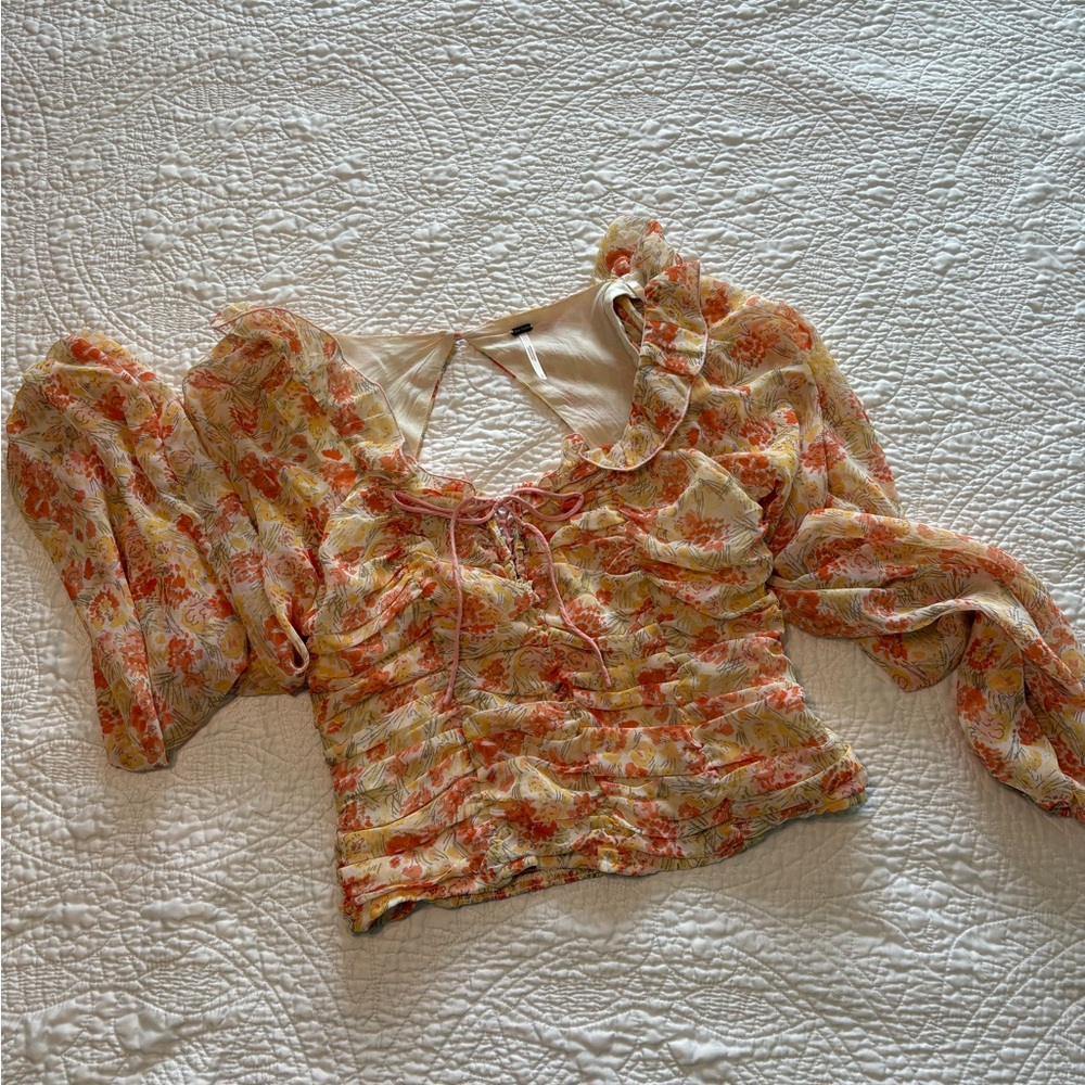 Free People Floral Flowy Blouse